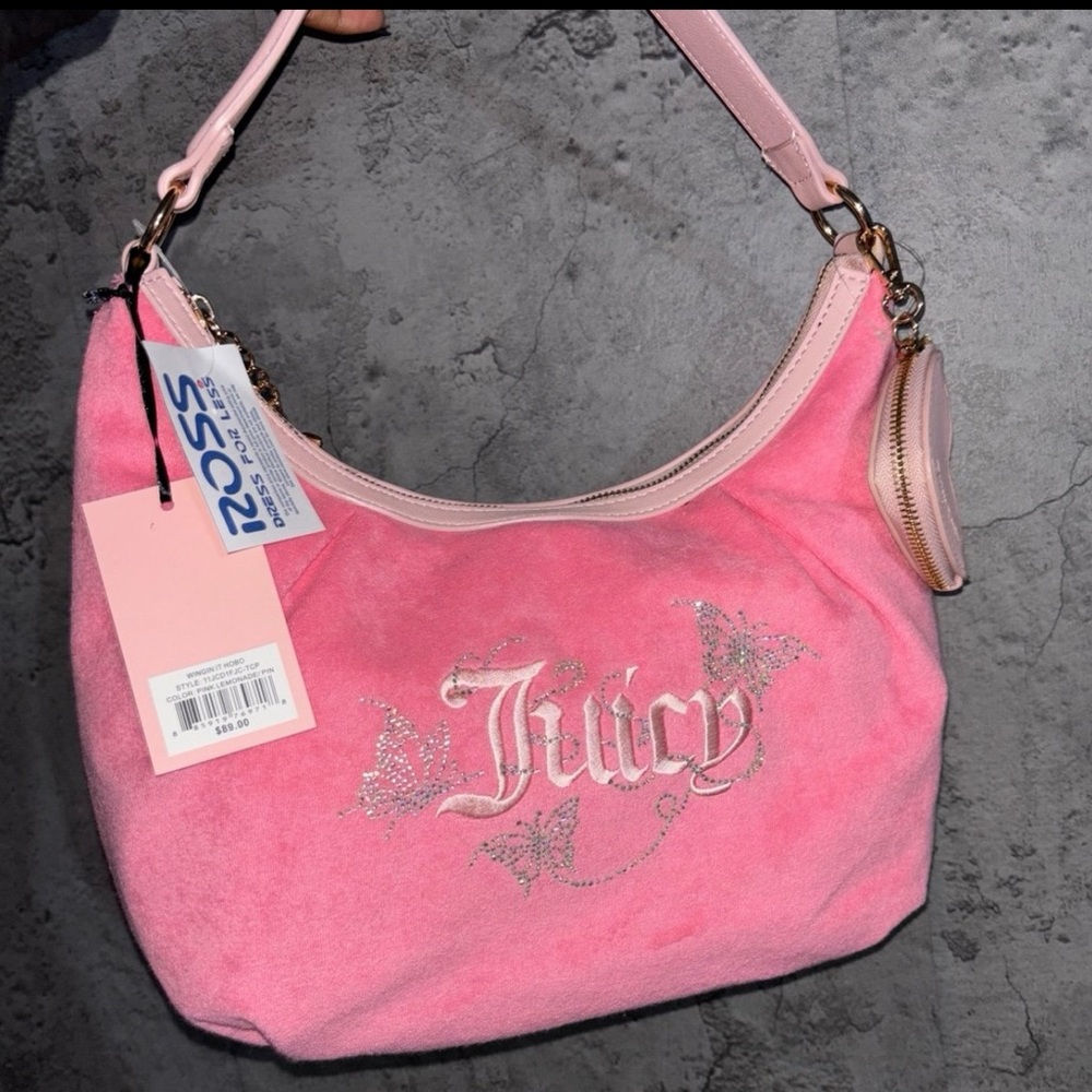 Juicy Couture Pink Hobo Bag with Silver Accents